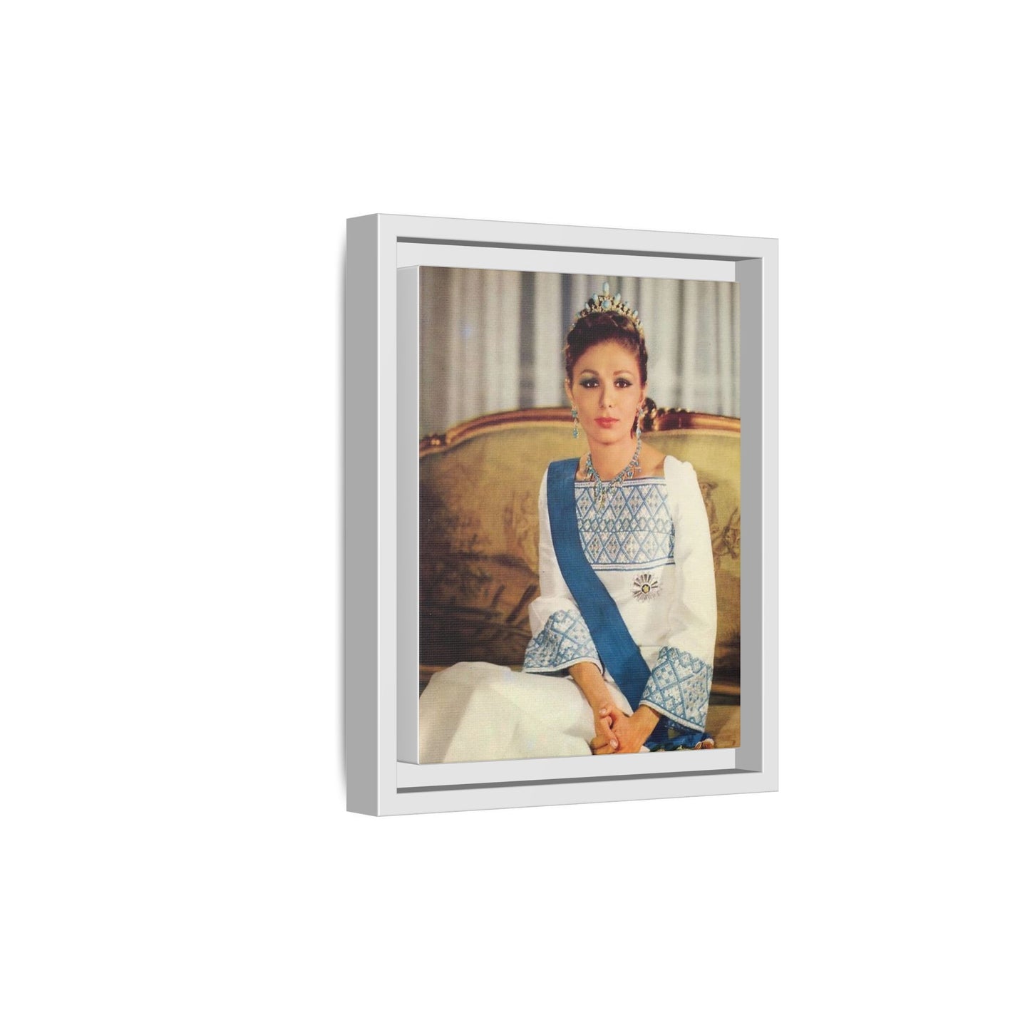 Framed Matte Canvas Portrait Print — Elegant Royal Figure in Traditional Gown