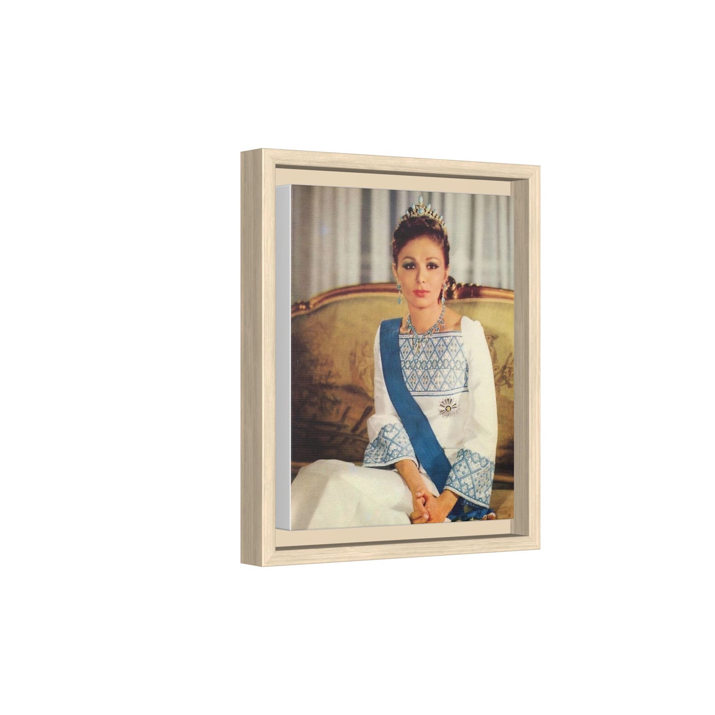 Framed Matte Canvas Portrait Print — Elegant Royal Figure in Traditional Gown