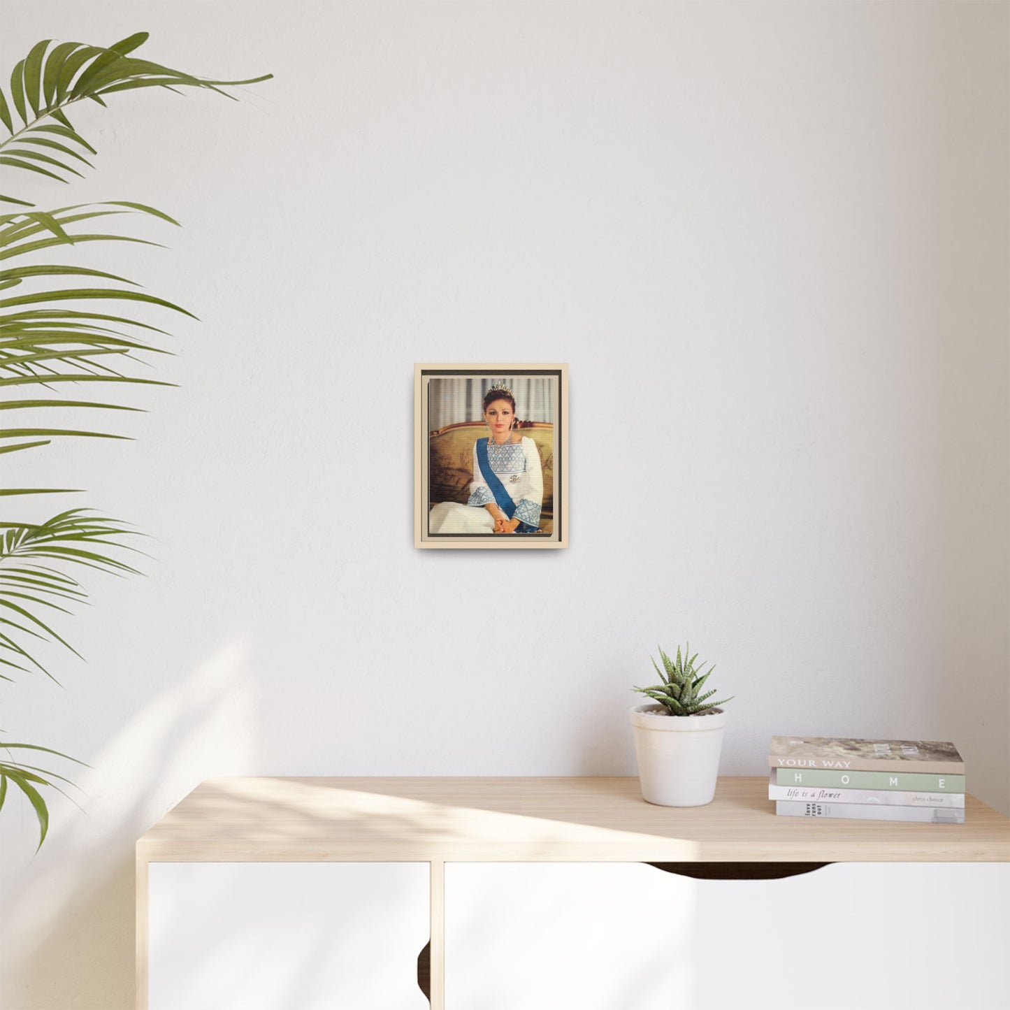 Framed Matte Canvas Portrait Print — Elegant Royal Figure in Traditional Gown