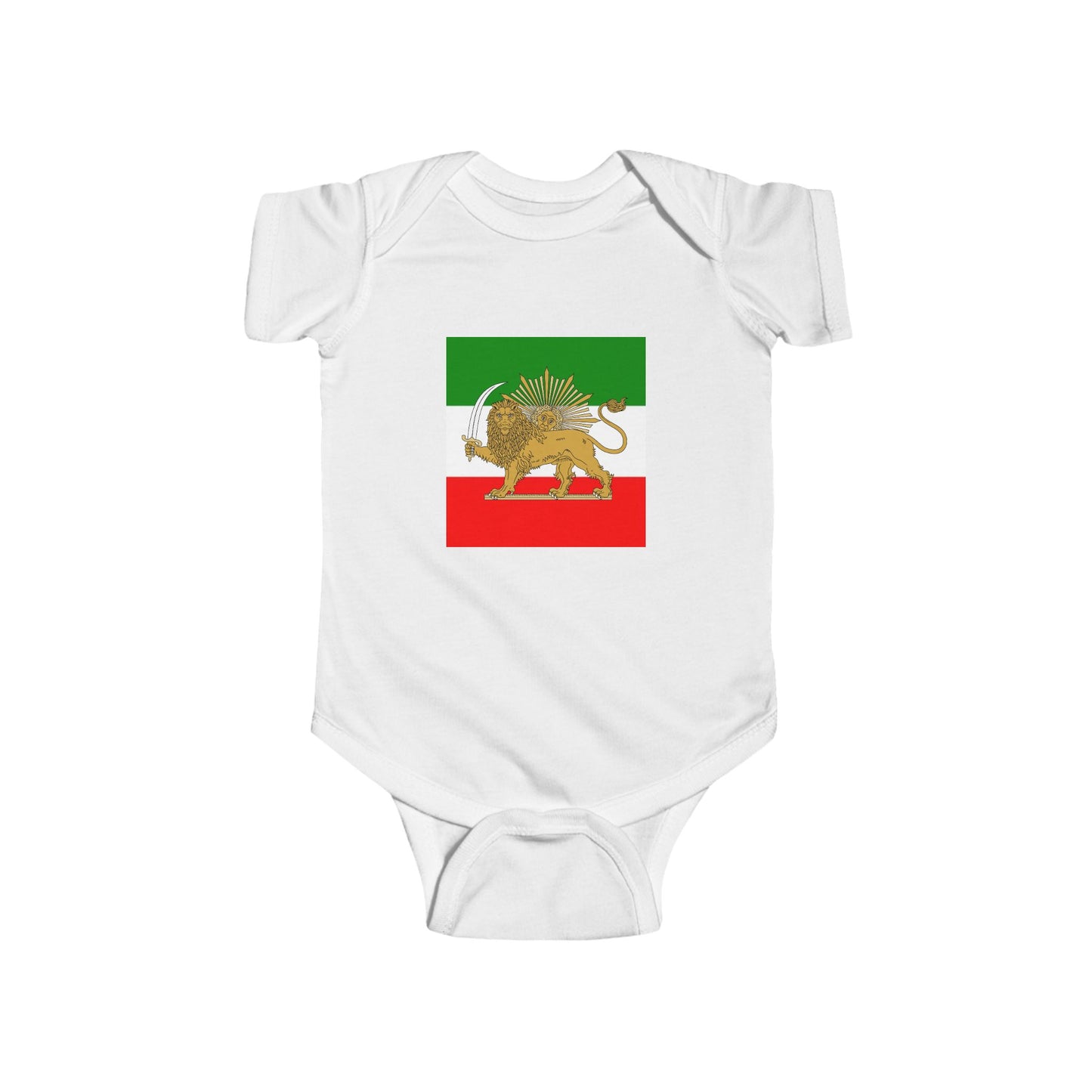 Infant Bodysuit with Persian Lion Flag Print — Baby Iran Heritage Onesie