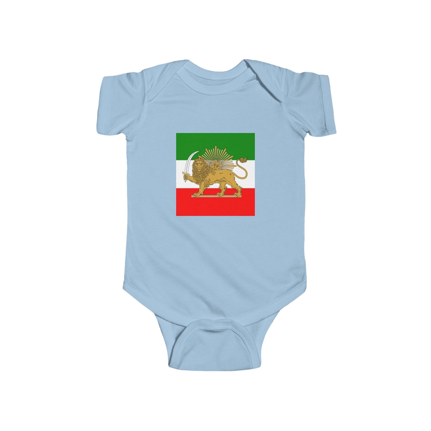 Infant Bodysuit with Persian Lion Flag Print — Baby Iran Heritage Onesie
