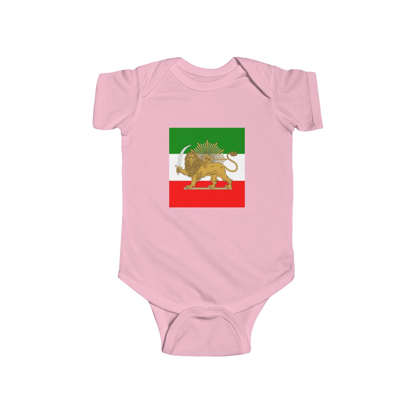 Infant Bodysuit with Persian Lion Flag Print — Baby Iran Heritage Onesie