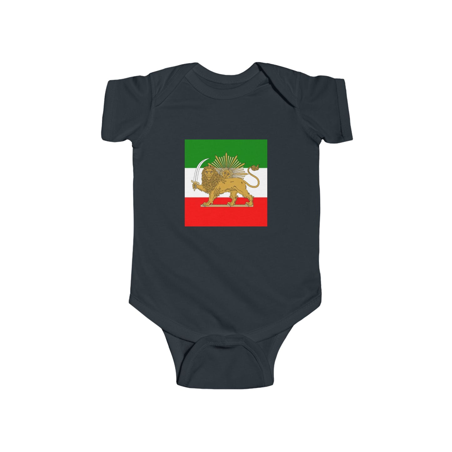 Infant Bodysuit with Persian Lion Flag Print — Baby Iran Heritage Onesie