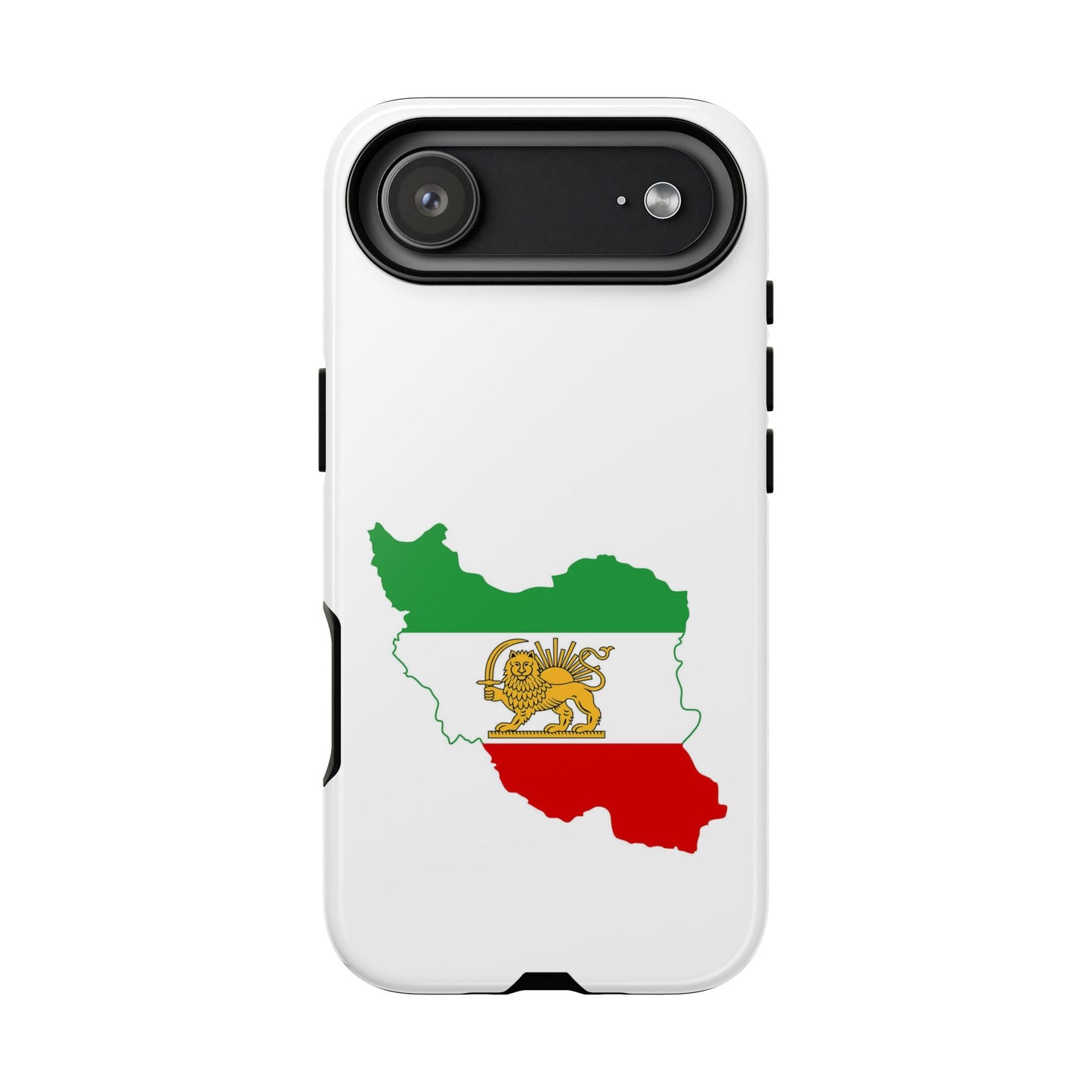Iran Map Phone Case with Lion & Sun Flag — Persian Heritage Protective Case
