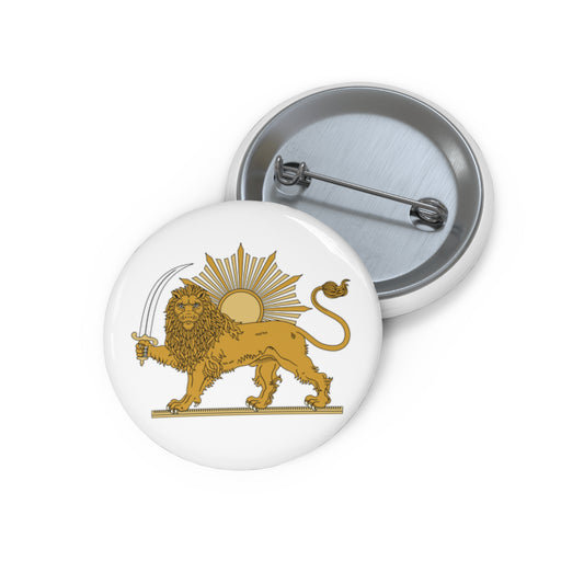 Lion Emblem Pin Button — Gold Persian Lion Design