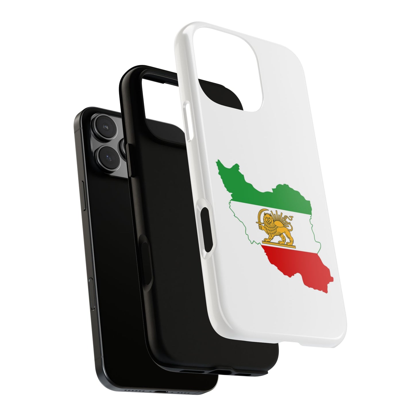 Iran Map Phone Case with Lion & Sun Flag — Persian Heritage Protective Case