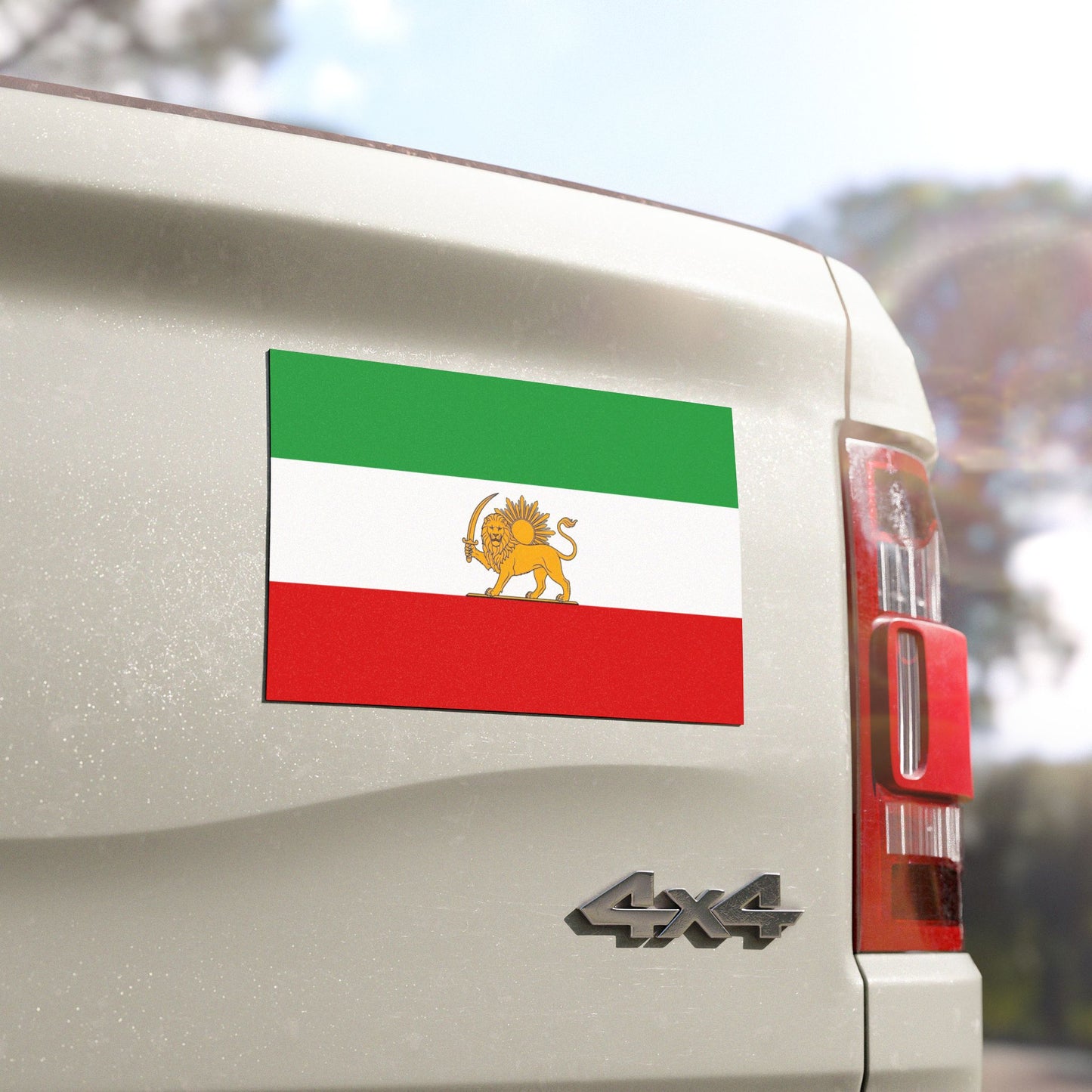 Iranian Lion Flag Car Magnet — Persian Lion & Sun Emblem Vehicle Decal