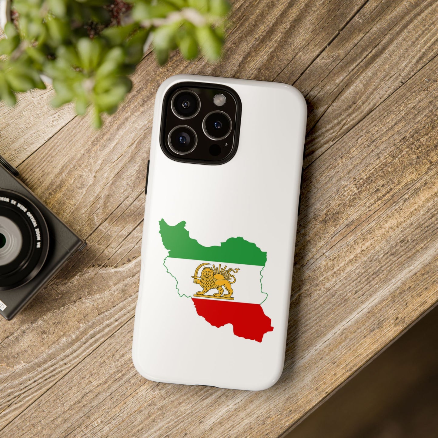 Iran Map Phone Case with Lion & Sun Flag — Persian Heritage Protective Case