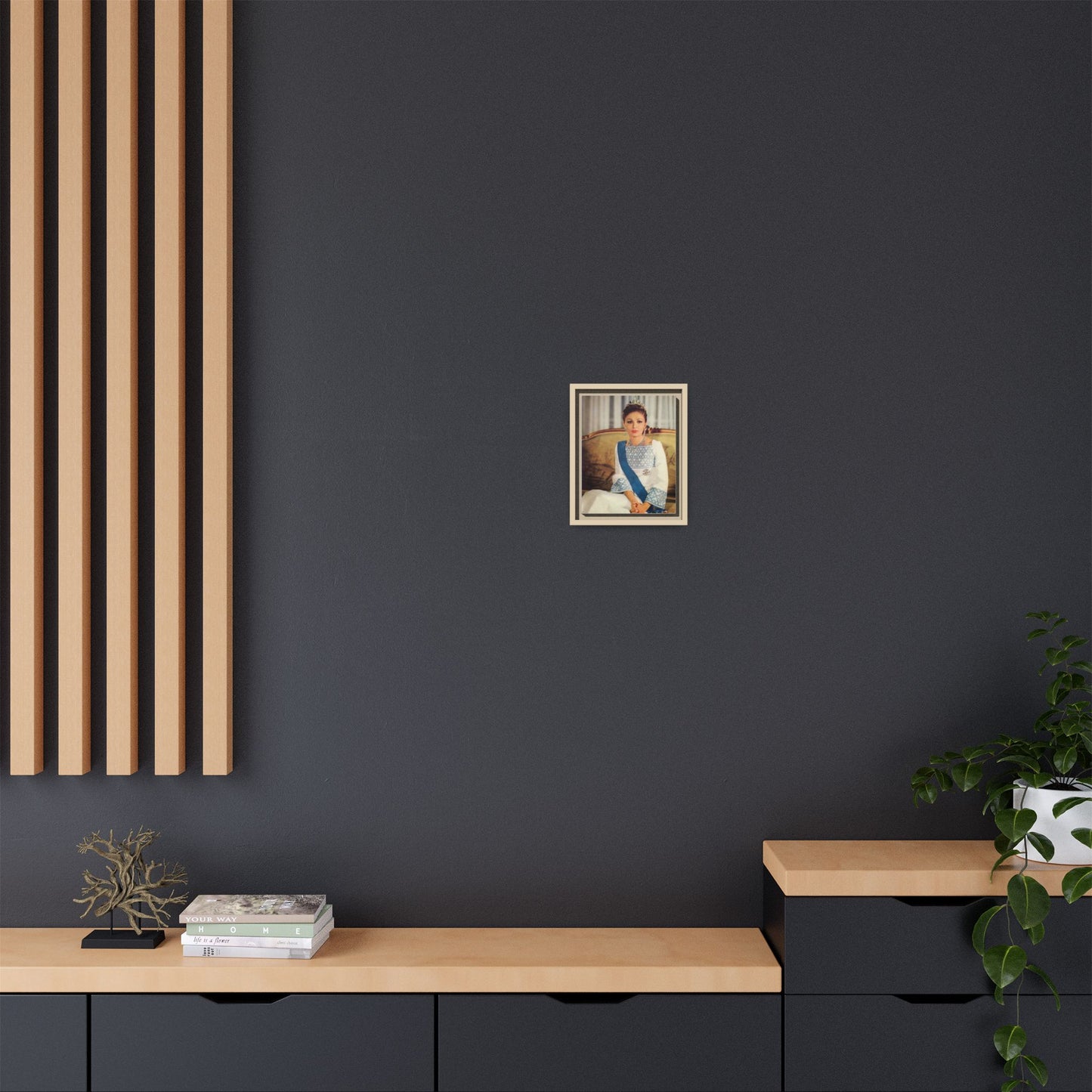 Framed Matte Canvas Portrait Print — Elegant Royal Figure in Traditional Gown