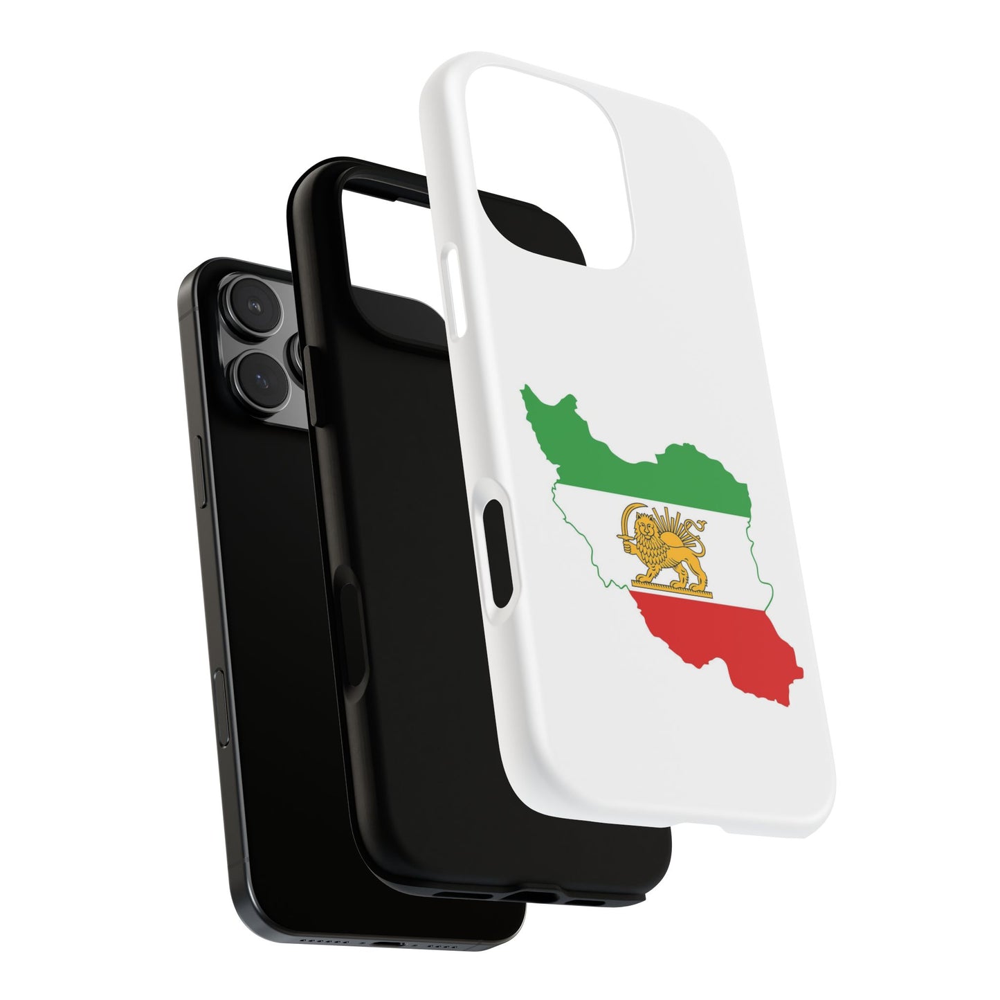 Iran Map Phone Case with Lion & Sun Flag — Persian Heritage Protective Case
