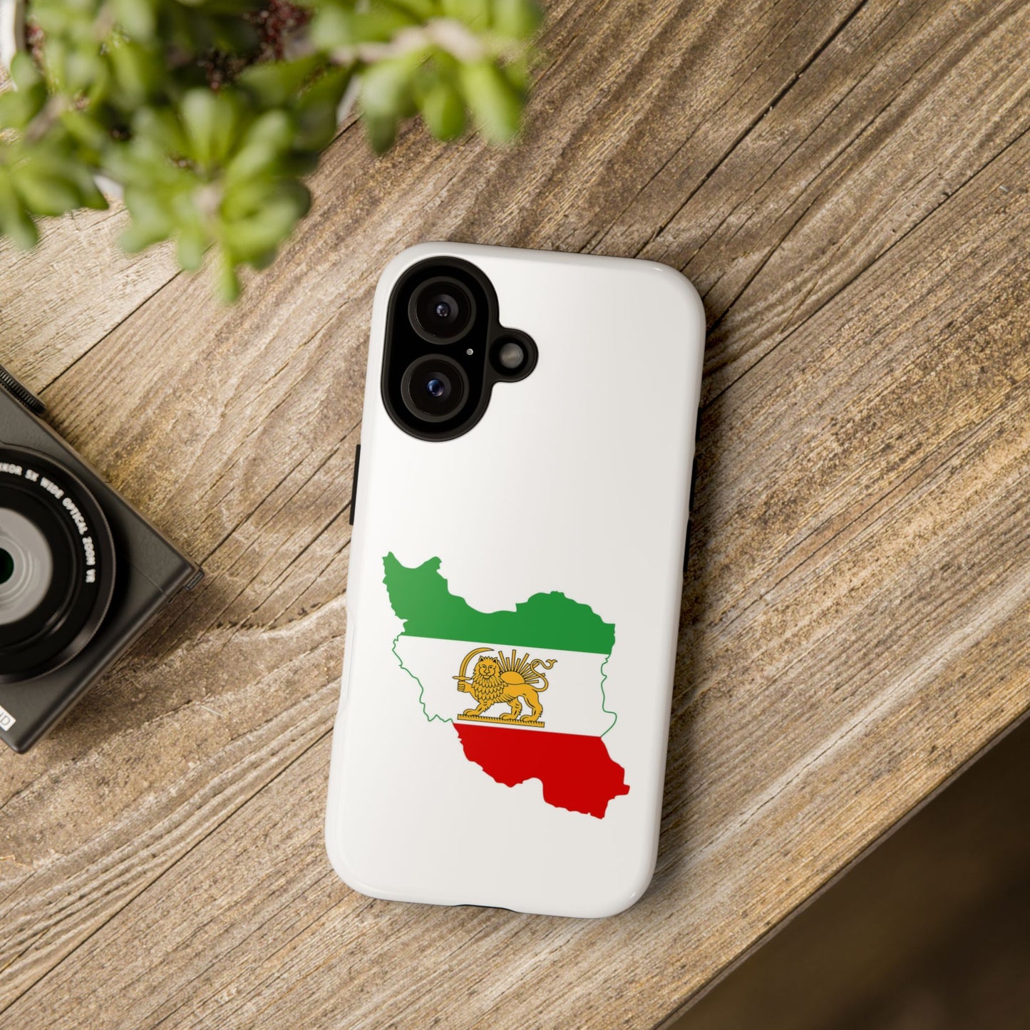 Iran Map Phone Case with Lion & Sun Flag — Persian Heritage Protective Case