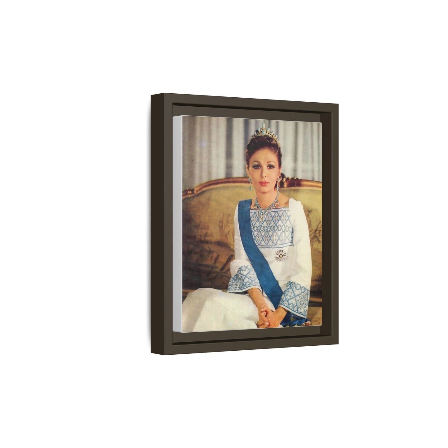Framed Matte Canvas Portrait Print — Elegant Royal Figure in Traditional Gown