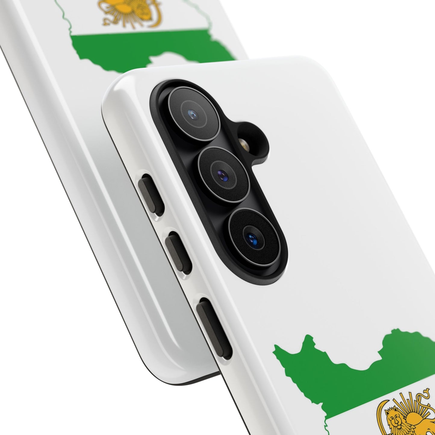 Iran Map Phone Case with Lion & Sun Flag — Persian Heritage Protective Case