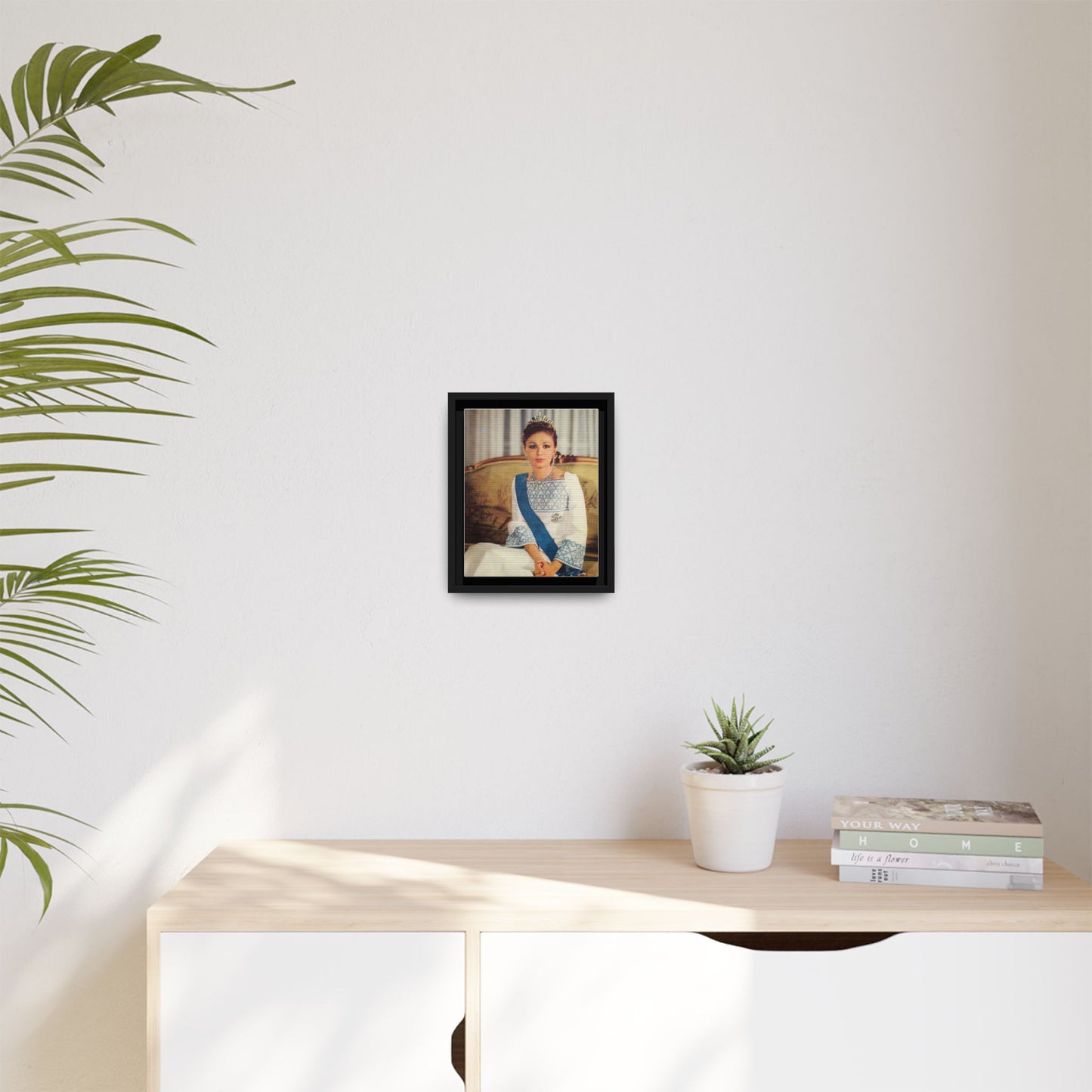 Framed Matte Canvas Portrait Print — Elegant Royal Figure in Traditional Gown