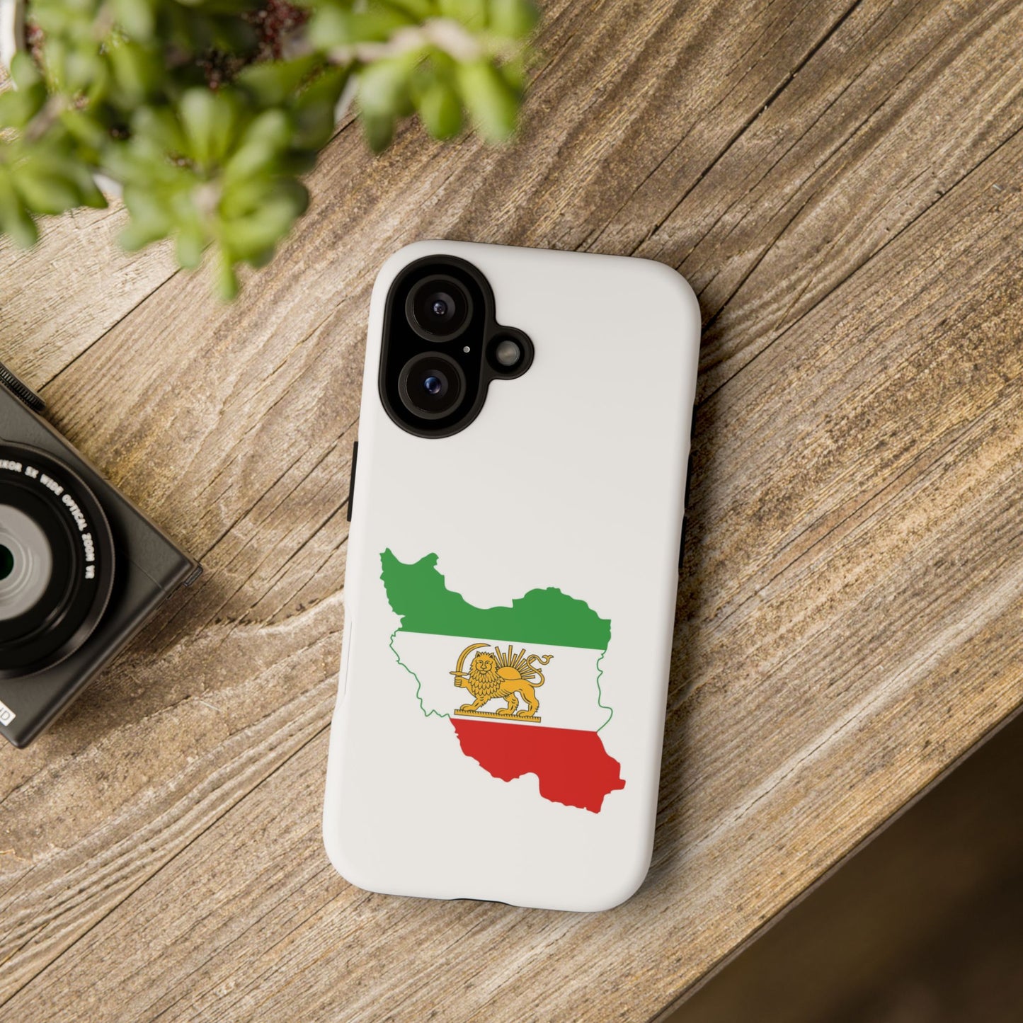 Iran Map Phone Case with Lion & Sun Flag — Persian Heritage Protective Case