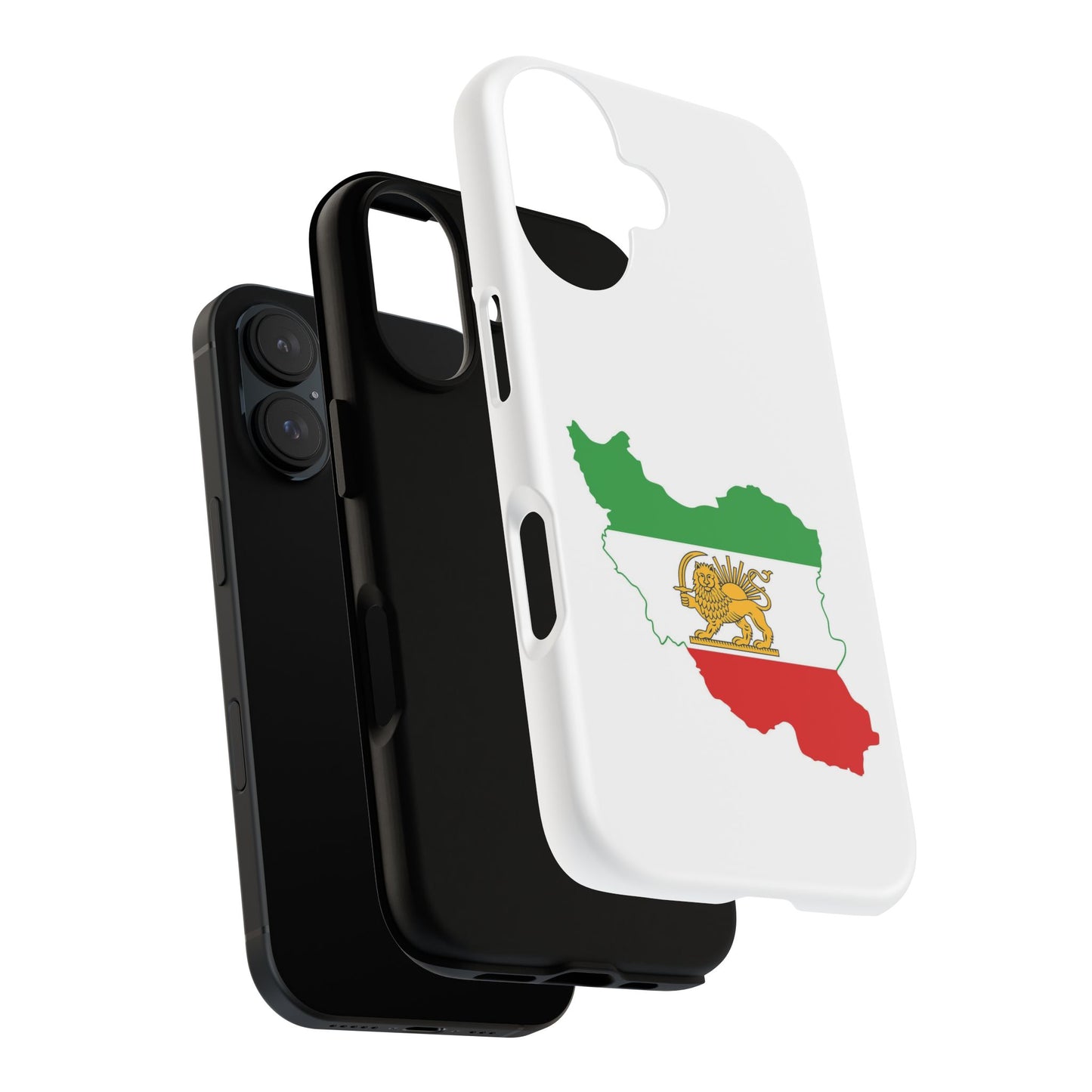 Iran Map Phone Case with Lion & Sun Flag — Persian Heritage Protective Case
