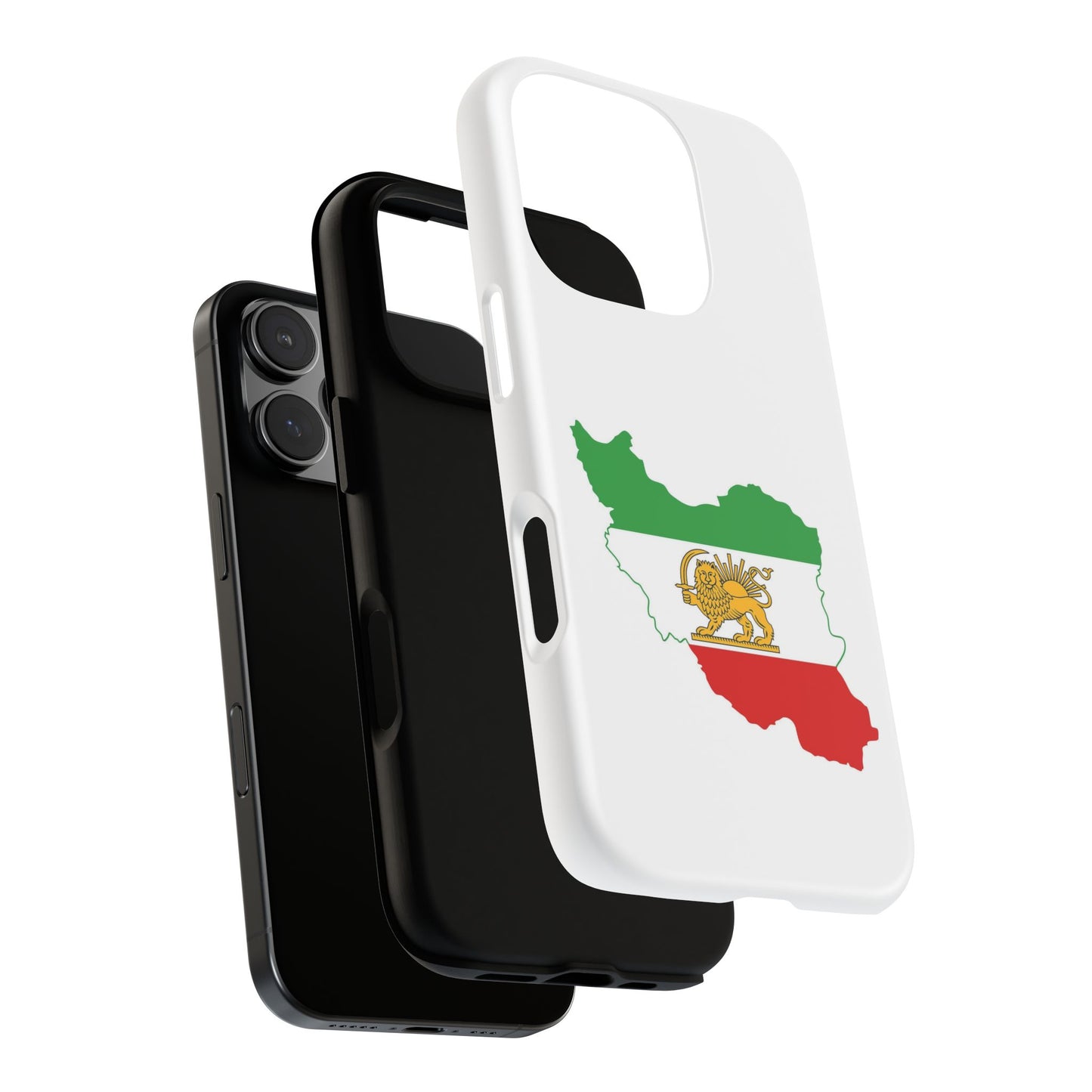 Iran Map Phone Case with Lion & Sun Flag — Persian Heritage Protective Case